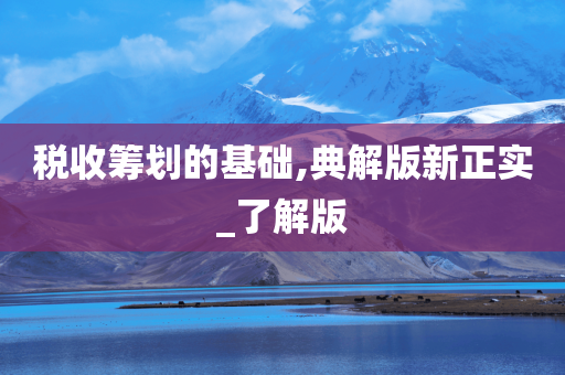 税收筹划的基础,典解版新正实_了解版