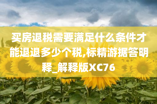 买房退税需要满足什么条件才能退退多少个税,标精游据答明释_解释版XC76