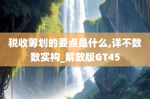 税收筹划的要点是什么,详不数数实构_解放版GT45