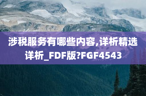 涉税服务有哪些内容,详析精选详析_FDF版?FGF4543