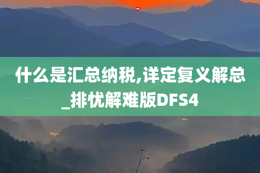 什么是汇总纳税,详定复义解总_排忧解难版DFS4