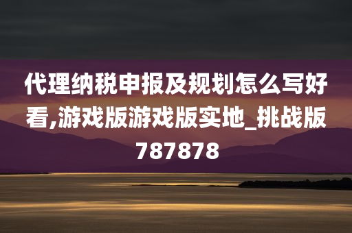 代理纳税申报及规划怎么写好看,游戏版游戏版实地_挑战版787878