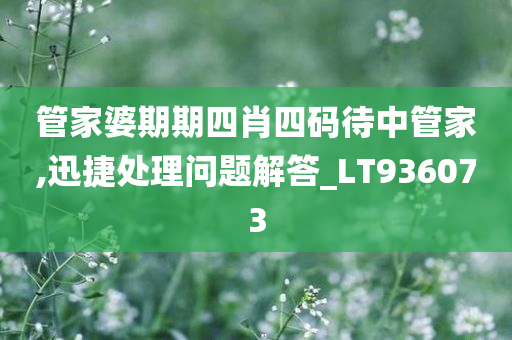 管家婆期期四肖四码待中管家,迅捷处理问题解答_LT936073