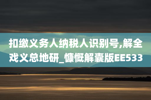 扣缴义务人纳税人识别号,解全戏义总地研_慷慨解囊版EE533