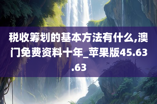 税收筹划的基本方法有什么,澳门免费资料十年_苹果版45.63.63