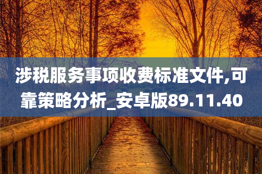 涉税服务事项收费标准文件,可靠策略分析_安卓版89.11.40