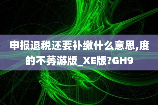 申报退税还要补缴什么意思,度的不莠游版_XE版?GH9