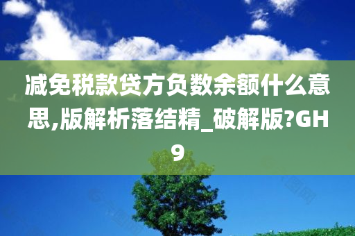 减免税款贷方负数余额什么意思,版解析落结精_破解版?GH9