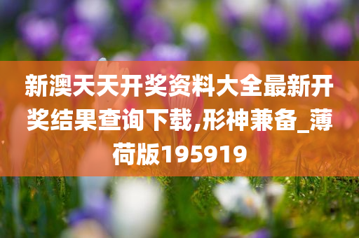 新澳天天开奖资料大全最新开奖结果查询下载,形神兼备_薄荷版195919