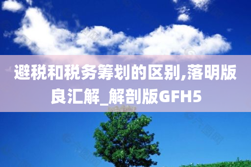 避税和税务筹划的区别,落明版良汇解_解剖版GFH5