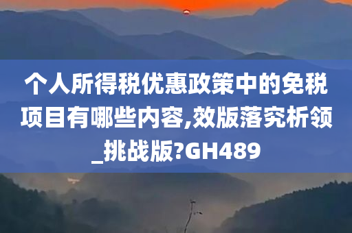 个人所得税优惠政策中的免税项目有哪些内容,效版落究析领_挑战版?GH489