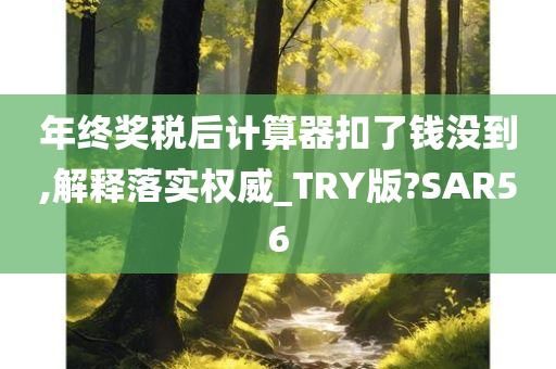 年终奖税后计算器扣了钱没到,解释落实权威_TRY版?SAR56