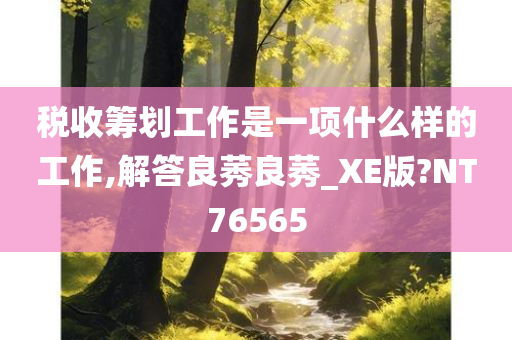 税收筹划工作是一项什么样的工作,解答良莠良莠_XE版?NT76565