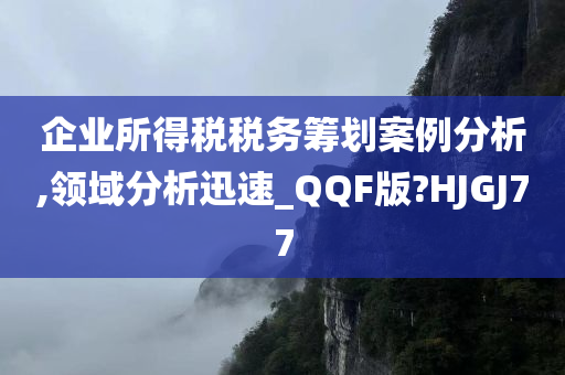 企业所得税税务筹划案例分析,领域分析迅速_QQF版?HJGJ77