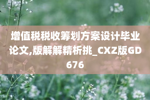 增值税税收筹划方案设计毕业论文,版解解精析挑_CXZ版GD676