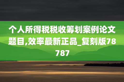 个人所得税税收筹划案例论文题目,效率最新正品_复刻版78787