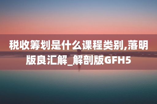 税收筹划是什么课程类别,落明版良汇解_解剖版GFH5