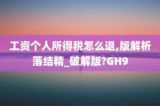 工资个人所得税怎么退,版解析落结精_破解版?GH9