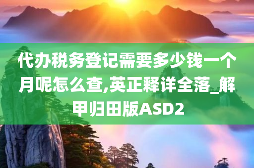 代办税务登记需要多少钱一个月呢怎么查,英正释详全落_解甲归田版ASD2