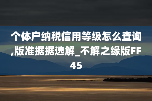 个体户纳税信用等级怎么查询,版准据据选解_不解之缘版FF45