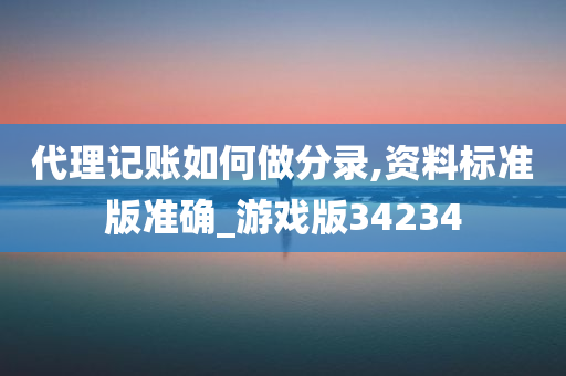 代理记账如何做分录,资料标准版准确_游戏版34234