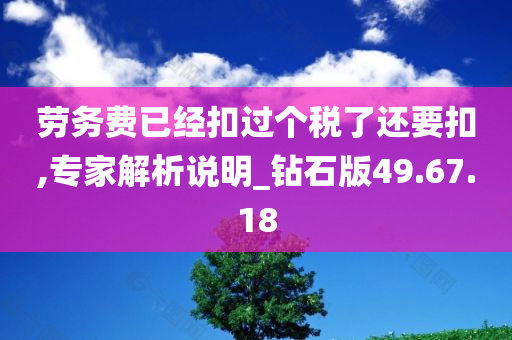 劳务费已经扣过个税了还要扣,专家解析说明_钻石版49.67.18