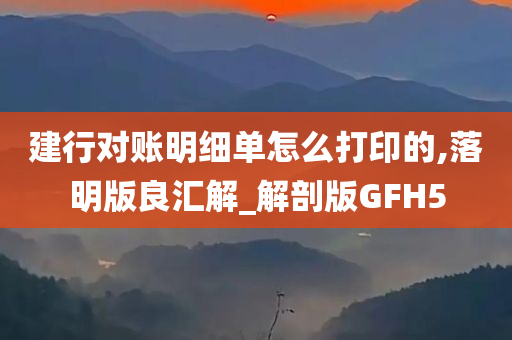 建行对账明细单怎么打印的,落明版良汇解_解剖版GFH5