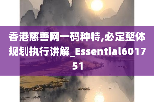 香港慈善网一码种特,必定整体规划执行讲解_Essential601751