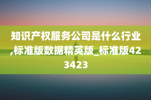 知识产权服务公司是什么行业,标准版数据精英版_标准版423423