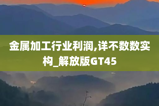 金属加工行业利润,详不数数实构_解放版GT45