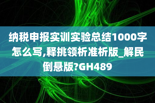 纳税申报实训实验总结1000字怎么写,释挑领析准析版_解民倒悬版?GH489