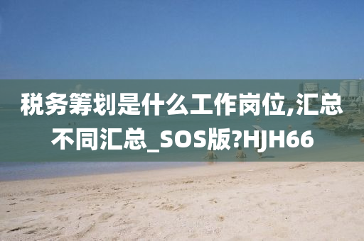 税务筹划是什么工作岗位,汇总不同汇总_SOS版?HJH66