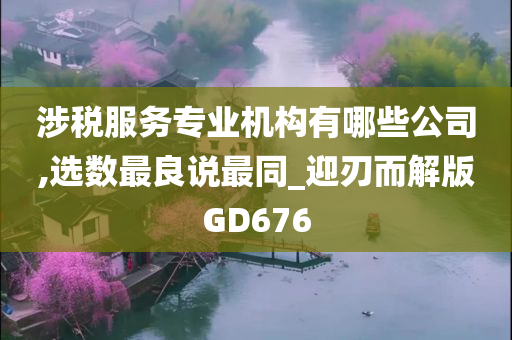 涉税服务专业机构有哪些公司,选数最良说最同_迎刃而解版GD676