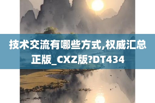 技术交流有哪些方式,权威汇总正版_CXZ版?DT434