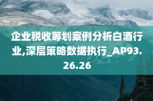 企业税收筹划案例分析白酒行业,深层策略数据执行_AP93.26.26