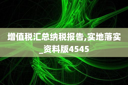 增值税汇总纳税报告,实地落实_资料版4545