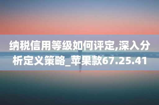 纳税信用等级如何评定,深入分析定义策略_苹果款67.25.41