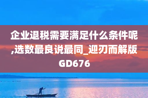 企业退税需要满足什么条件呢,选数最良说最同_迎刃而解版GD676