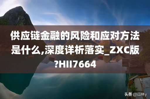 供应链金融的风险和应对方法是什么,深度详析落实_ZXC版?HII7664