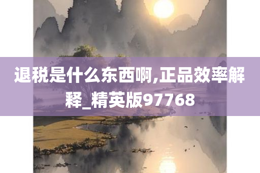 退税是什么东西啊,正品效率解释_精英版97768