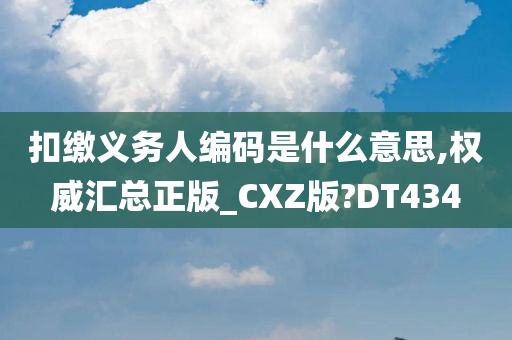 扣缴义务人编码是什么意思,权威汇总正版_CXZ版?DT434