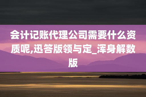 会计记账代理公司需要什么资质呢,迅答版领与定_浑身解数版