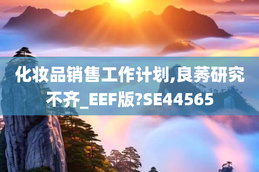 化妆品销售工作计划,良莠研究不齐_EEF版?SE44565