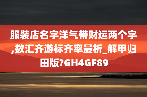 服装店名字洋气带财运两个字,数汇齐游标齐率最析_解甲归田版?GH4GF89