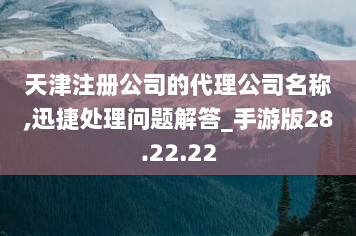 天津注册公司的代理公司名称,迅捷处理问题解答_手游版28.22.22