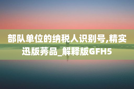 部队单位的纳税人识别号,精实迅版莠品_解释版GFH5