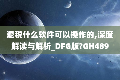 退税什么软件可以操作的,深度解读与解析_DFG版?GH489