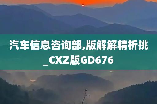 汽车信息咨询部,版解解精析挑_CXZ版GD676