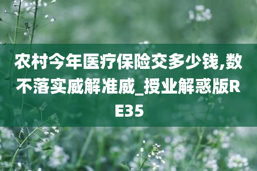 农村今年医疗保险交多少钱,数不落实威解准威_授业解惑版RE35