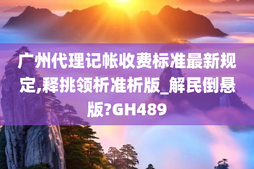 广州代理记帐收费标准最新规定,释挑领析准析版_解民倒悬版?GH489